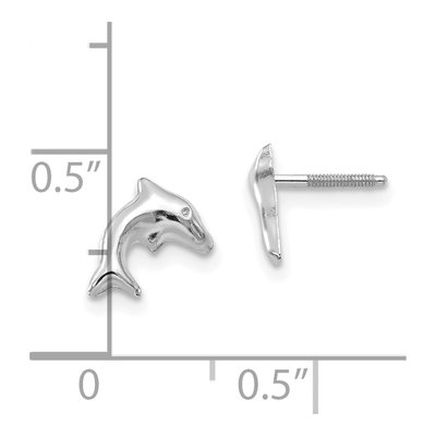 14K White Gold Dolphin Stud Earrings – view 4