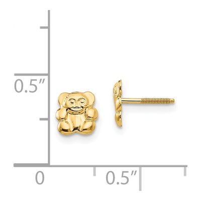 14K Yellow Gold Teddy Bear for Girls Stud Earrings – view 5