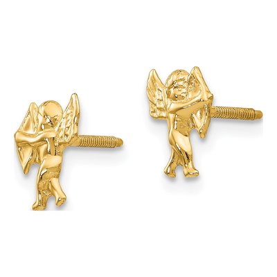 14K Yellow Gold Cupid Screwback Stud Earrings – view 3