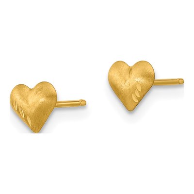 14K Yellow Gold Puffed Heart Stud Earrings – view 3