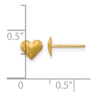 14K Yellow Gold Puffed Heart Stud Earrings – view 4