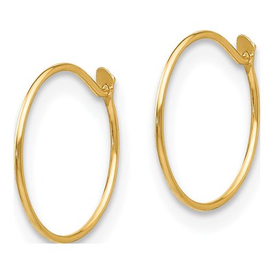 14K Yellow Gold 9mm Small Endless Hoop Earrings – view 3