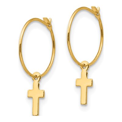 14K Yellow Gold Cross Dangle Earrings – view 3