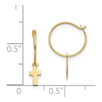 14K Yellow Gold Cross Dangle Earrings – view 5