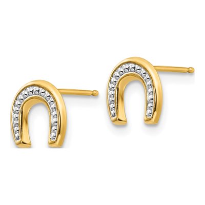 14K Yellow Gold Horseshoe Stud Earrings – view 3
