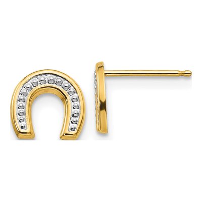 14K Yellow Gold Horseshoe Stud Earrings
