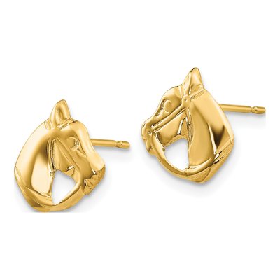 14K Yellow Gold Horse Head Stud Earrings – view 3