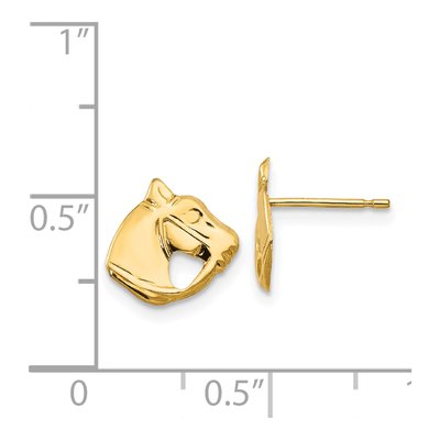 14K Yellow Gold Horse Head Stud Earrings – view 5