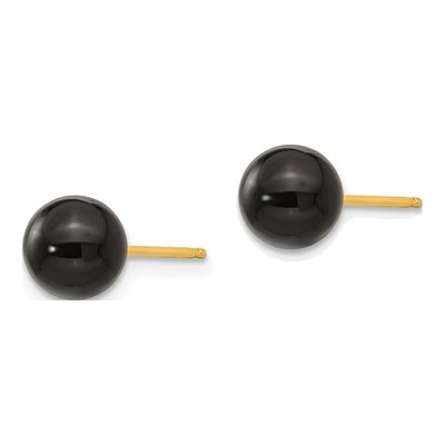14K Yellow Gold Onyx Stud Earrings – view 3