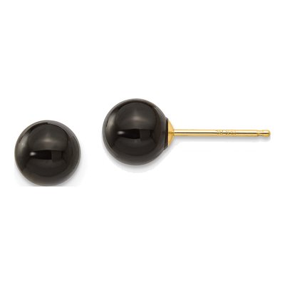 14K Yellow Gold Onyx Stud Earrings
