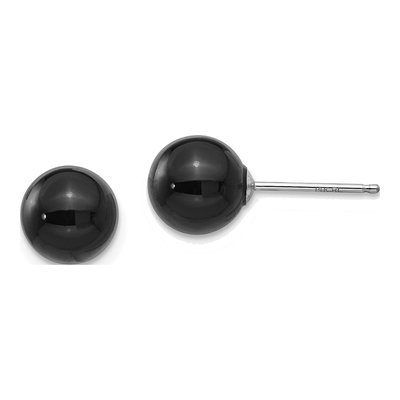 14K White Gold Onyx Stud Earrings