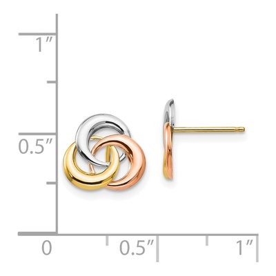 14K Tri-Color Gold 3-Circle Stud Earrings – view 4