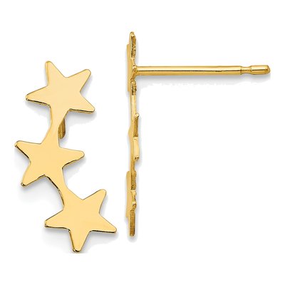 14K Yellow Gold Star for Kids Dangle Earrings