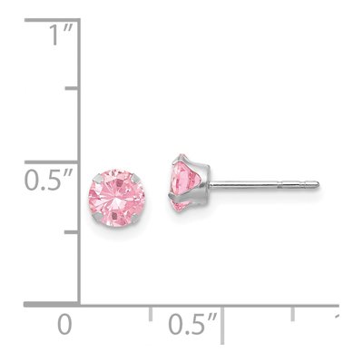 14K White Gold 5mm Round CZ Girls' Stud Earrings – view 4