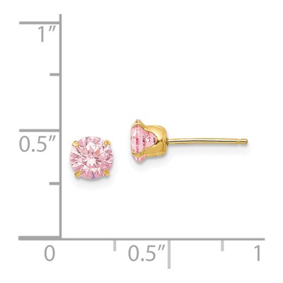 14k Yellow Gold Pink CZ Round Stud Earrings | Madi K – view 5