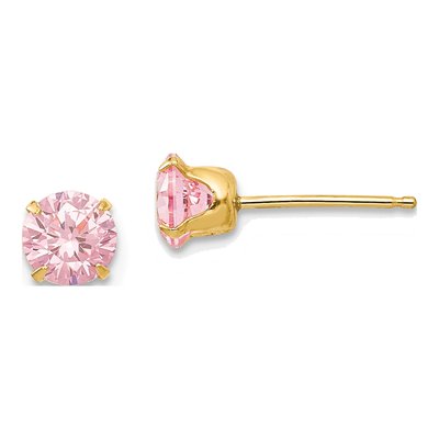 14K Yellow Gold 5mm CZ Round Stud Earrings