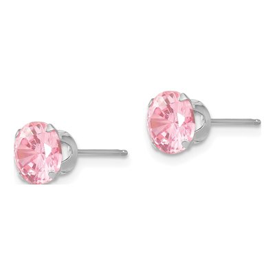 14K White Gold 6.5mm Round CZ Stud Earrings – view 3
