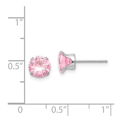 14K White Gold 6.5mm Round CZ Stud Earrings – view 5