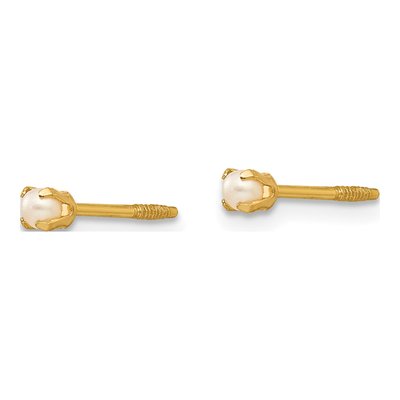 14K Yellow Gold Freshwater Cultured Pearl Baby Screwback Stud Earrings – view 2