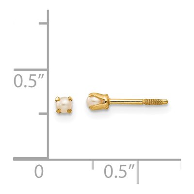 14K Yellow Gold Freshwater Cultured Pearl Baby Screwback Stud Earrings – view 4