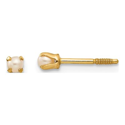 14K Yellow Gold Freshwater Cultured Pearl Baby Screwback Stud Earrings