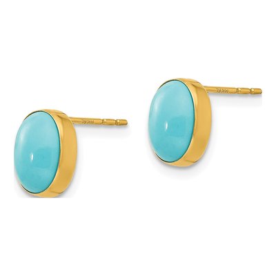 14K Yellow Gold Turquoise Bezel Stud Earrings – view 3