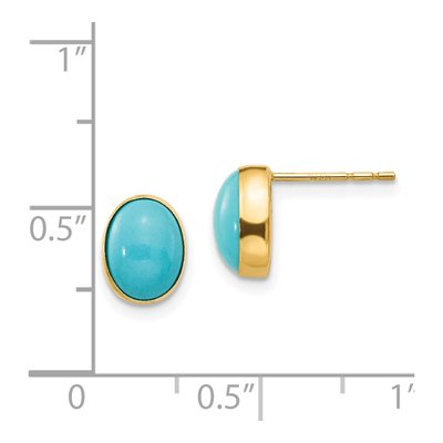 14K Yellow Gold Turquoise Bezel Stud Earrings – view 5