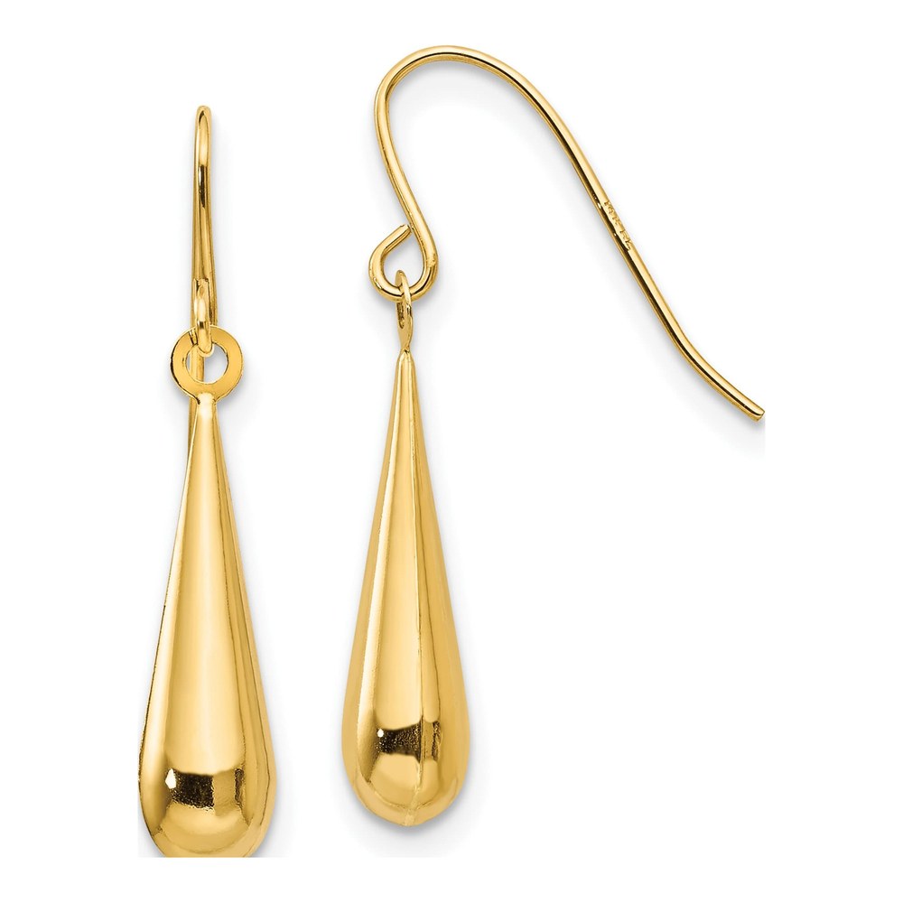 14K Yellow Gold Teardrop Dangle Earrings