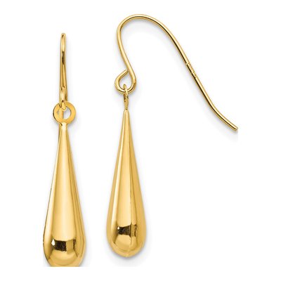 14K Yellow Gold Teardrop Dangle Earrings