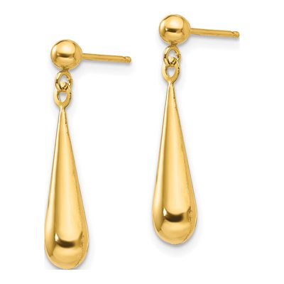 14K Yellow Gold Teardrop Dangle Earrings – view 3