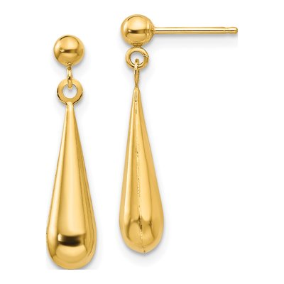 14K Yellow Gold Teardrop Dangle Earrings