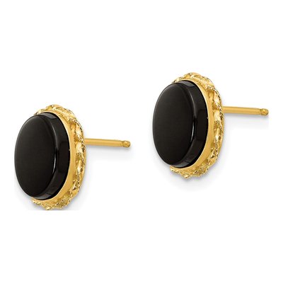 14K Yellow Gold Onyx Bezel Stud Earrings – view 3