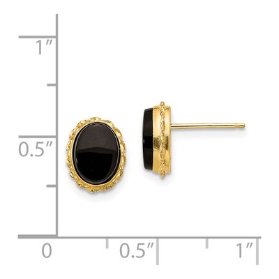 14K Yellow Gold Onyx Bezel Stud Earrings – view 5