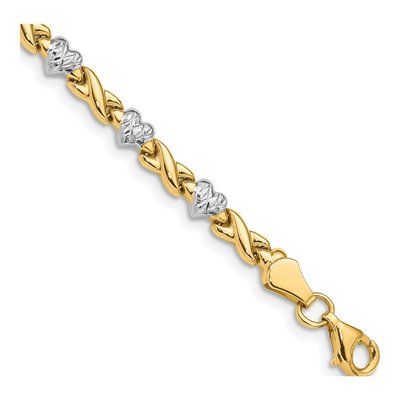 14K Yellow Gold X-And-Heart Bracelet