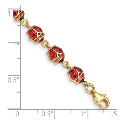 14K Yellow Gold Red Black Enamel Ladybug Bracelet – view 4