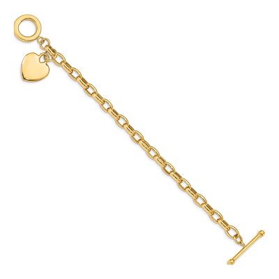 14K Yellow Gold Heart Toggle Bracelet – view 3