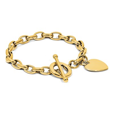 14K Yellow Gold Heart Toggle Bracelet – view 5