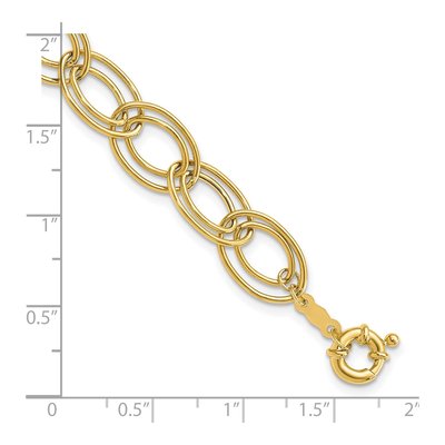 14K Yellow Gold 11mm Hollow Fancy Oval Double Link Chain Bracelet – view 5