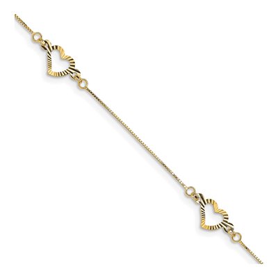 14K Yellow Gold Open Heart Bracelet