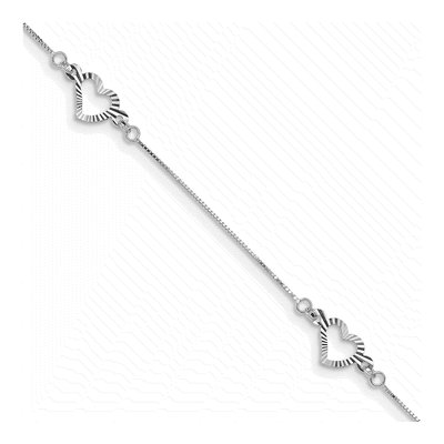 14K White Gold Open Heart Bracelet
