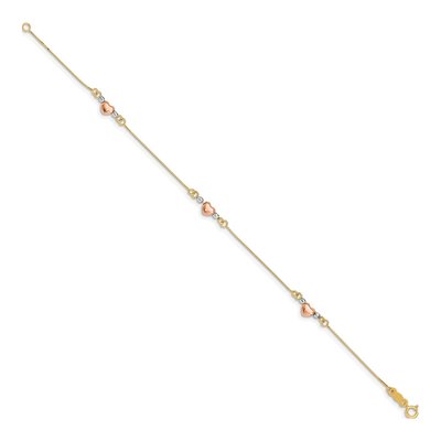 14K Tri-Color Gold Puffed Heart Bracelet – view 3