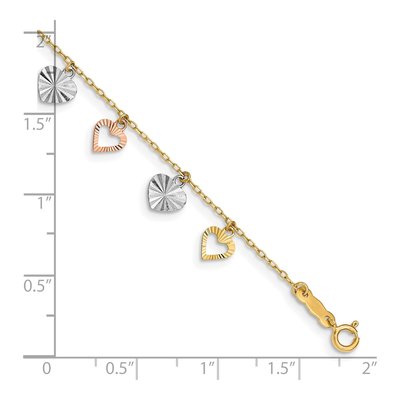 14K Tri-Color Gold Textured Heart Bracelet – view 4