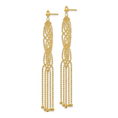 14K Yellow Gold Beaded Fringe Dangle Earrings – view 3