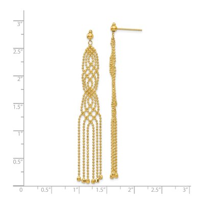 14K Yellow Gold Beaded Fringe Dangle Earrings – view 5