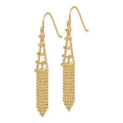 14K Yellow Gold Fringe Beaded Dangle Earrings – view 3