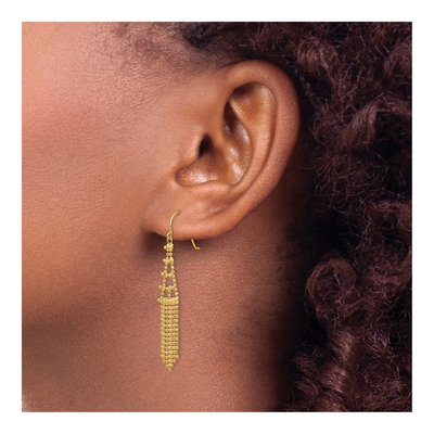 14K Yellow Gold Fringe Beaded Dangle Earrings – view 4