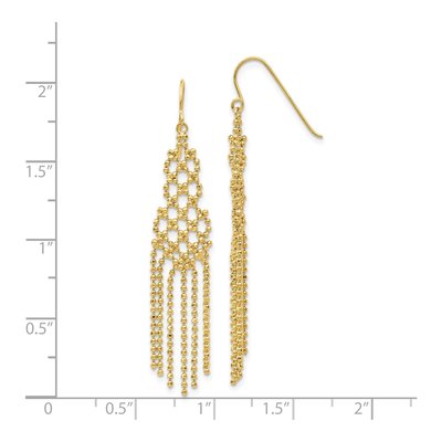 14K Yellow Gold Beaded Fringe Dangle Earrings – view 5