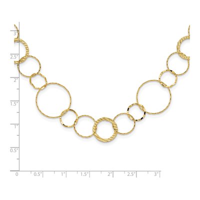 14K Yellow Gold Textured Circles Necklace – view 3