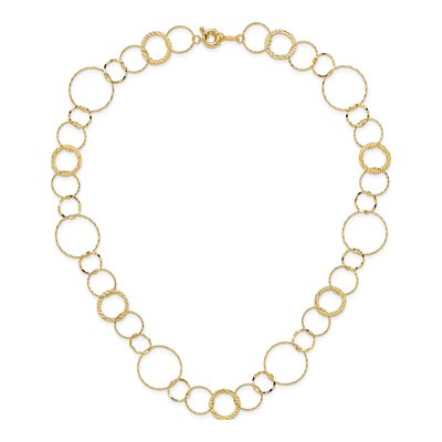 14K Yellow Gold Textured Circles Necklace – view 4