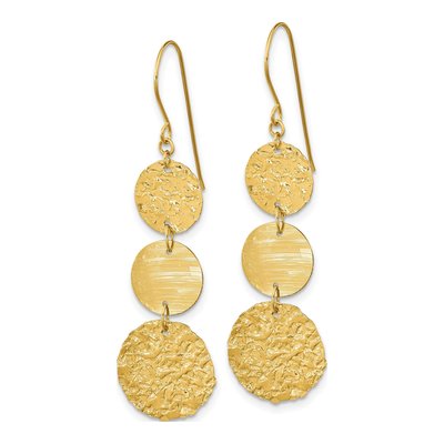 14K Yellow Gold 3-Tier Circle Dangle Earrings – view 3